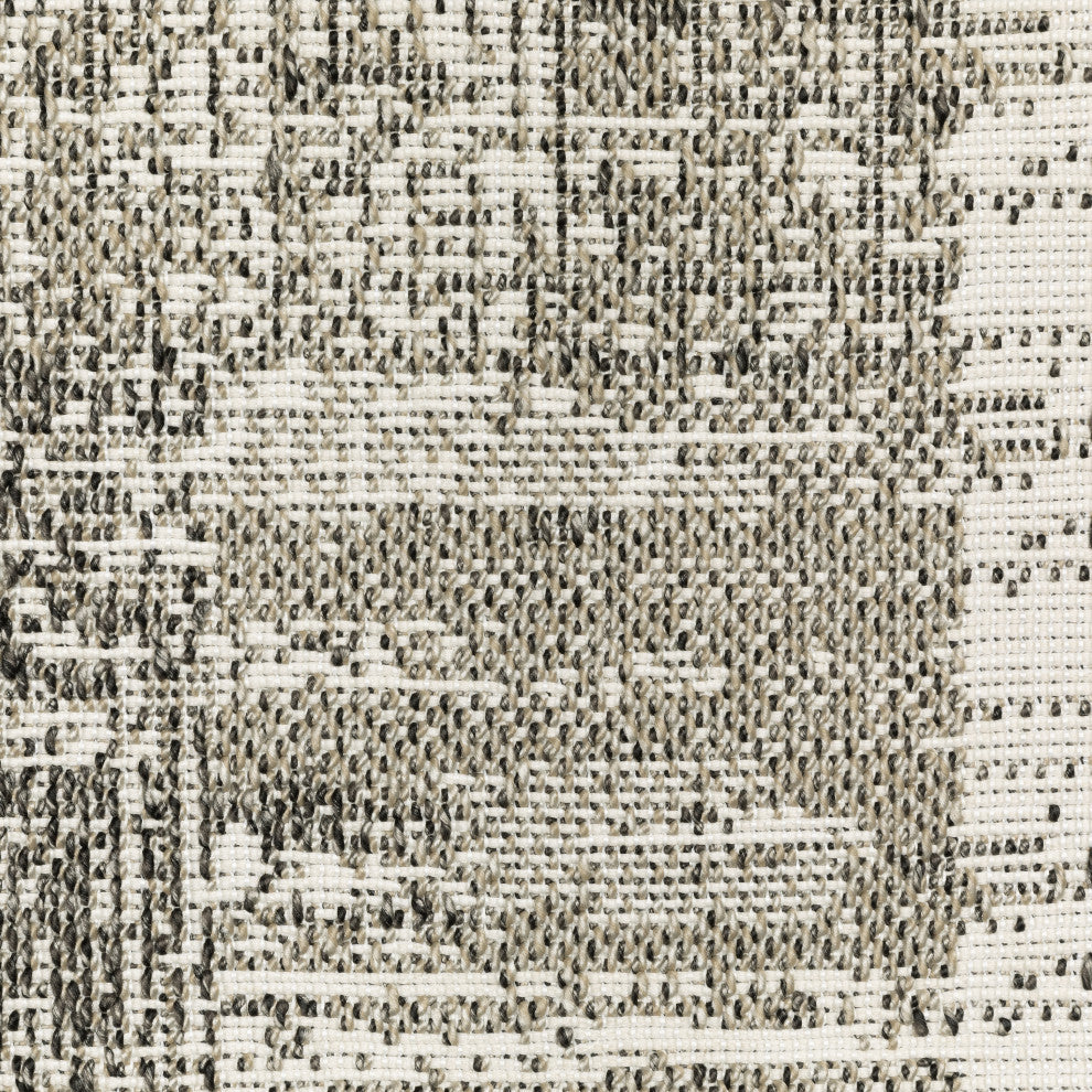 Genoa Textured Beige/ Black Flatwoven Indoor-Outdoor Area Rug 9'10" x 12'10"