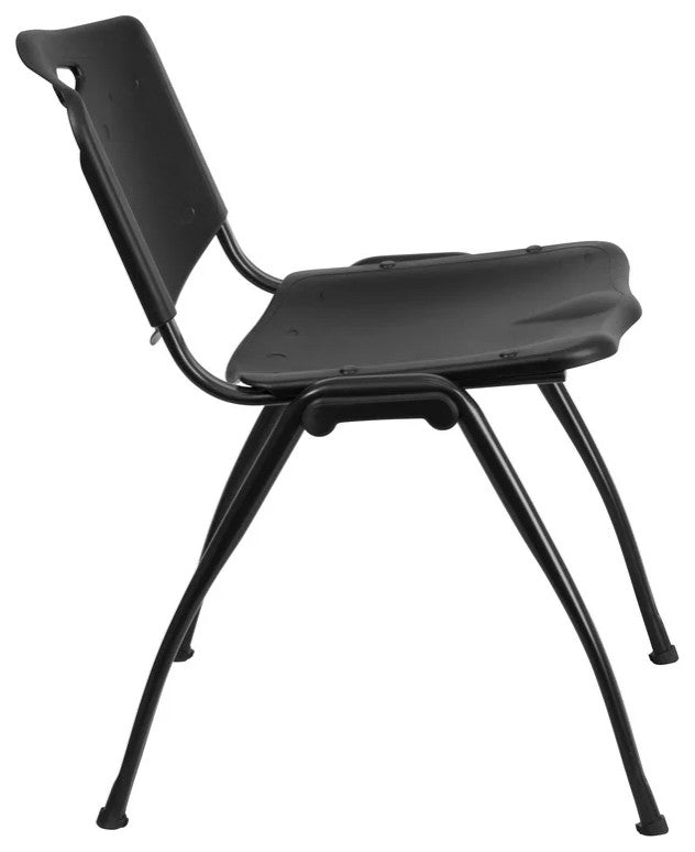 Set of 5 Contemporary Multipurpose Chair, Sturdy Plastic Seat & Open Back, Black