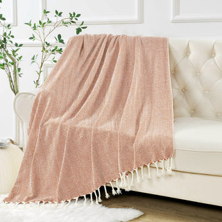 Chevron Knit Woven Throw Blanket, Rust