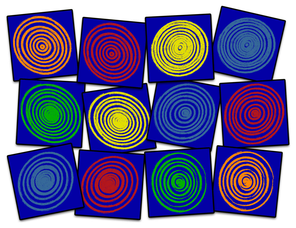 Flagship Carpets CW1855-15S12 Circles Primary, Set of 12
