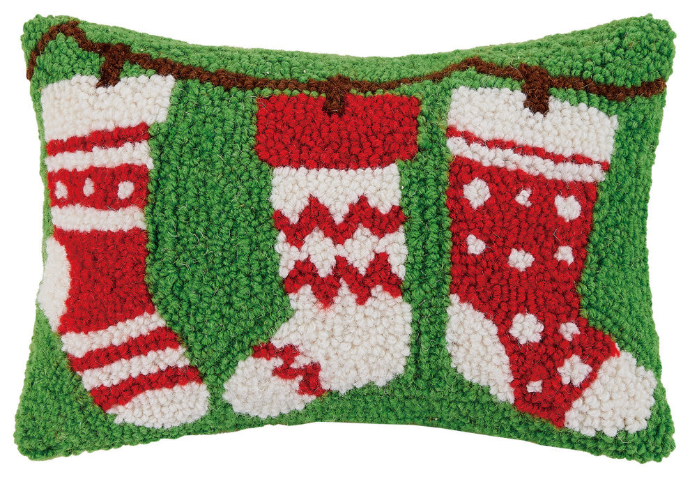 Stocking W/Red & Green Hook Pillow