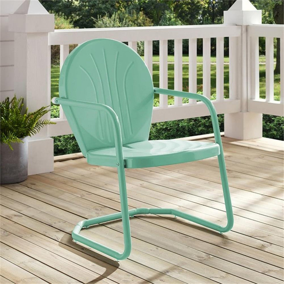 Home Square Griffith 2 Piece Metal Patio Chair Set in Key Lime and Aqua