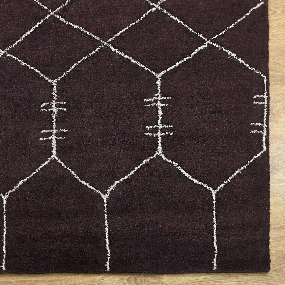 HAND KNOTTED LOOM SILK AREA RUGS-6'x9',Rectangle,Brown Beige,Contemporary