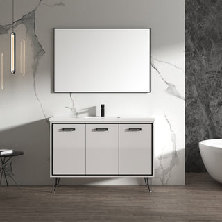 Bonnie 48" Single Bathroom Vanity Set Ceramic, Glossy White