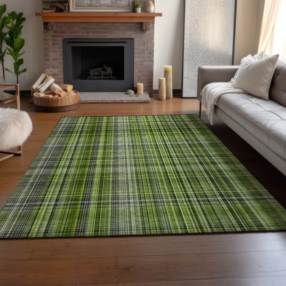 Premium Machine Washable Mayfield AMF541 Green 3' x 5' Rug