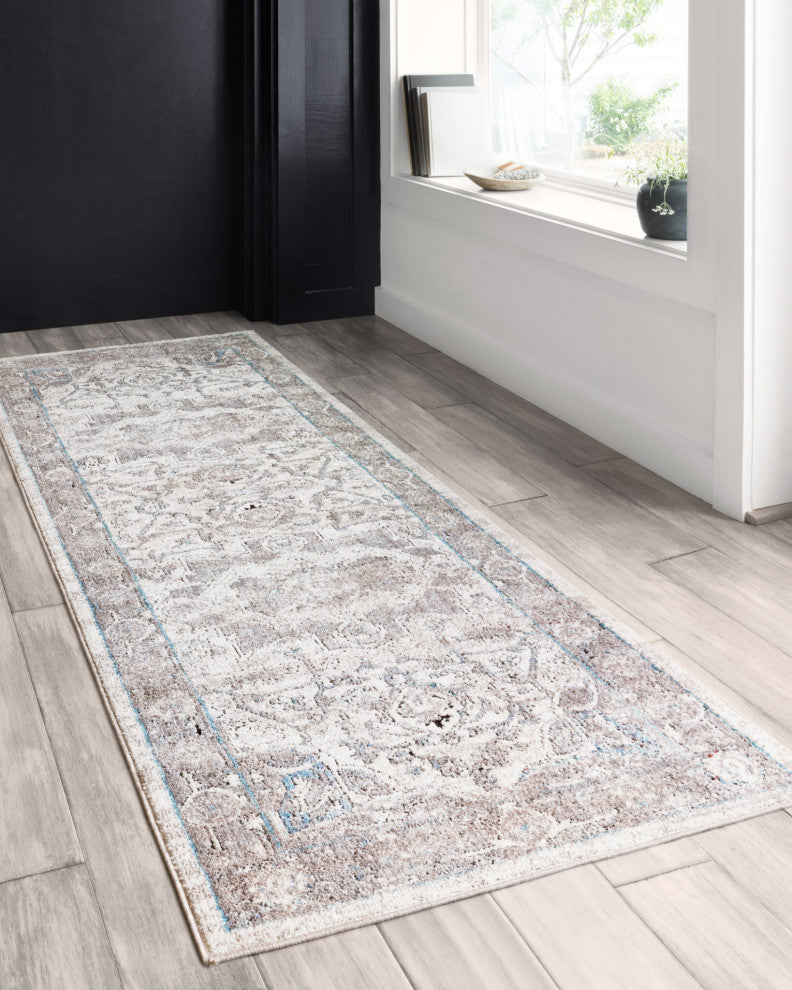 Polyester Pile Dante DN-05 Area Rug by Loloi II, Ivory/Stone, 9'6"x13'3"