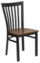 Black School House Back Metal Restaurant Chair, Cherry Wood Seat