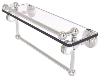 Pacific Grove 16" Dotted Glass Shelf and Towel Bar, Satin Nickel