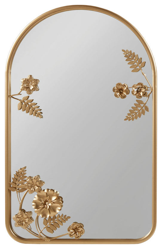 Madison Park Adaline Arched Metal Floral Wall Mirror, Gold