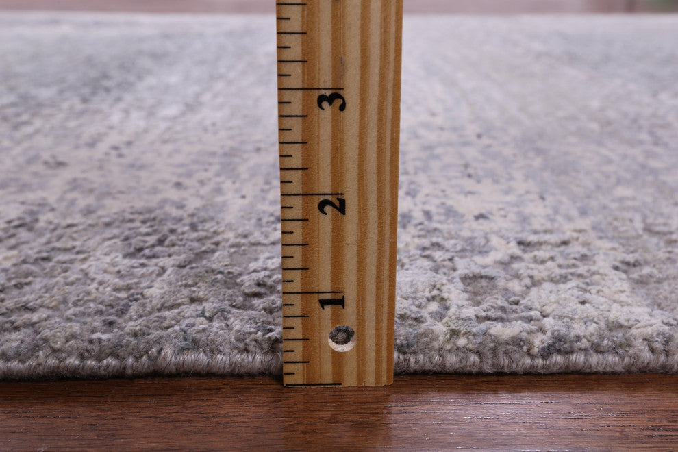 3' 11" X 12' 2" Runner Wool and Silk Hand Knotted Modern Rug Q9087