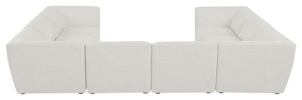 Miramar Linen Textured Fabric  8-Piece Modular U-Shaped Sectional, Cream
