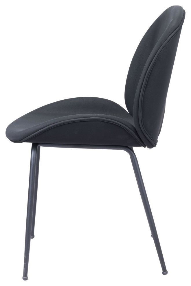 Dining Chair, Set of 2, Steel Metal, Fabric, Black, Black, Kitchen Cafe Bistro
