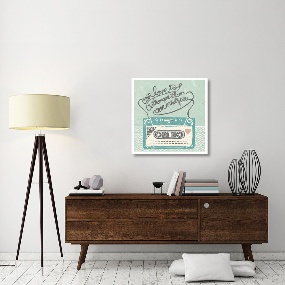 "Retro Cassette Gray" Digital Paper Print by Mary Urban, 32"x32"