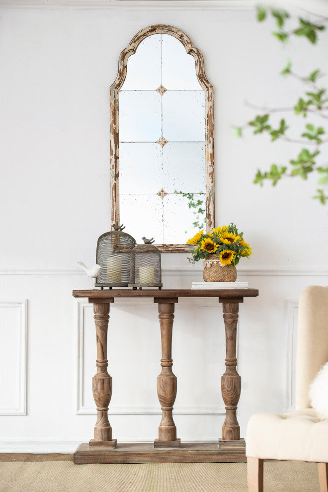 Gewnee 22" x 48" Large Cream & Gold Framed Wall Mirror