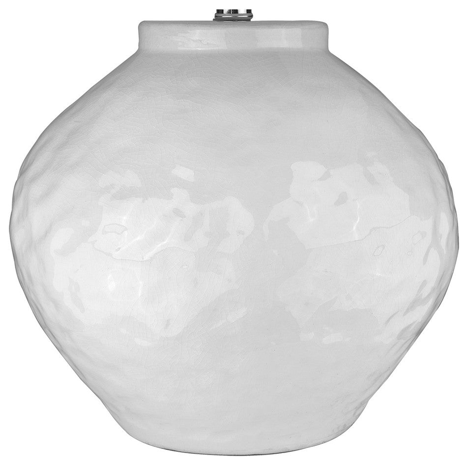 26" White Ceramic Column Table Lamp With White Drum Shade