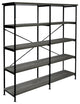 63" Industrial 4 Tier Bookshelf Particleboard Metal Frame, Gray, Black