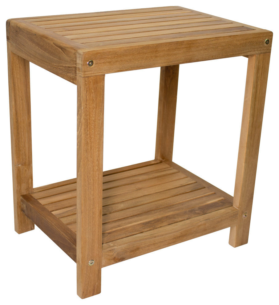 Nordic Style Natural Teak Spa Bench With Shelf "“ 18"³