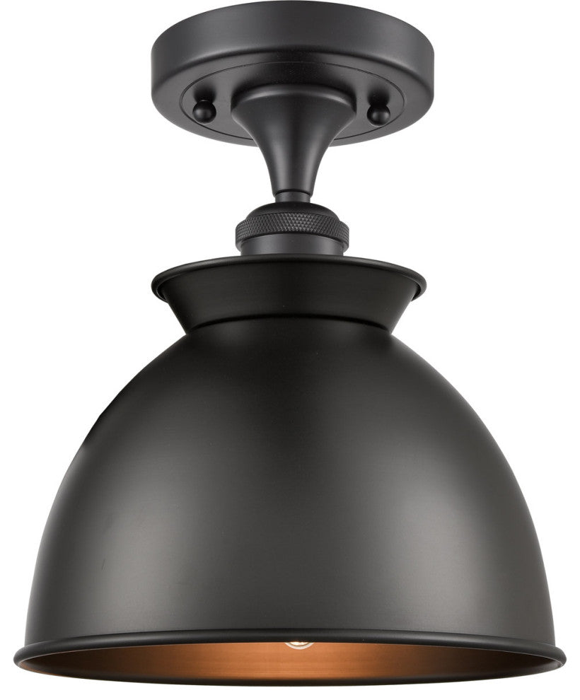 INNOVATIONS LIGHTING 516-1C-BK-M14-BK-LED Adirondack 1 Light Semi-Flush Mount