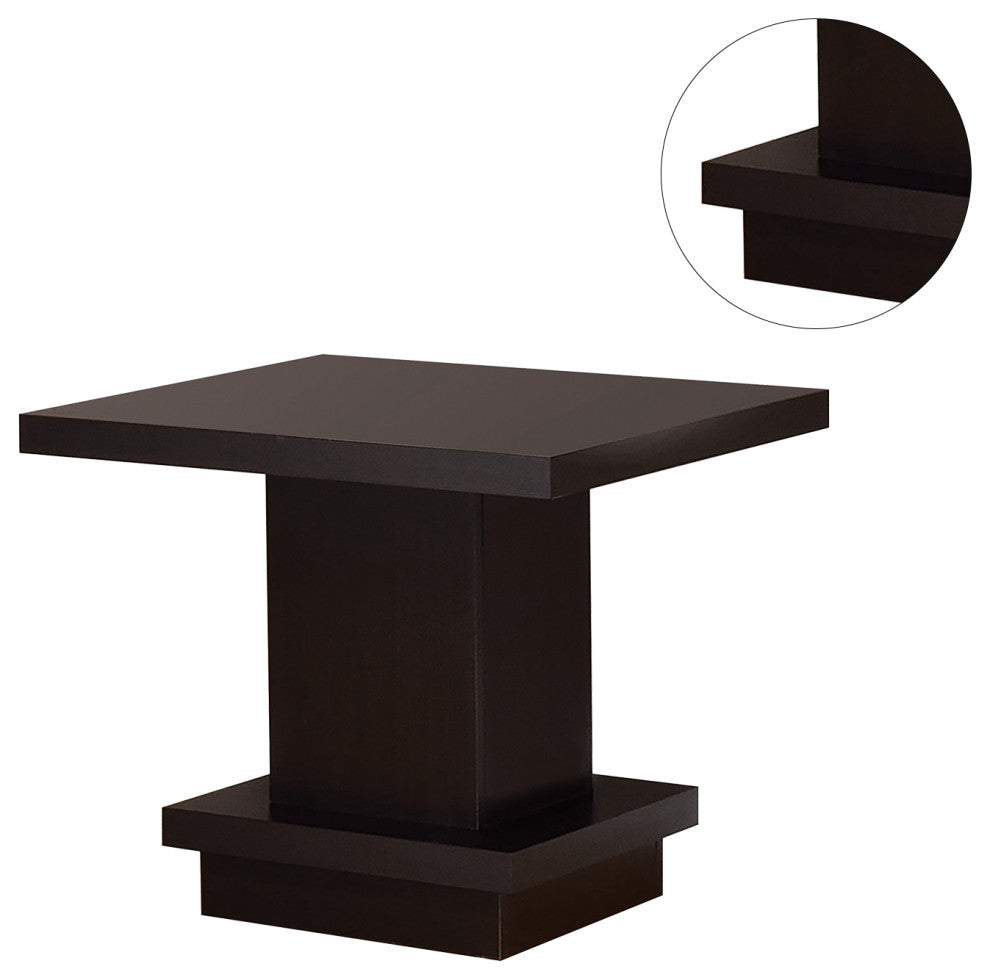 Pedestal Square End Table, Cappuccino