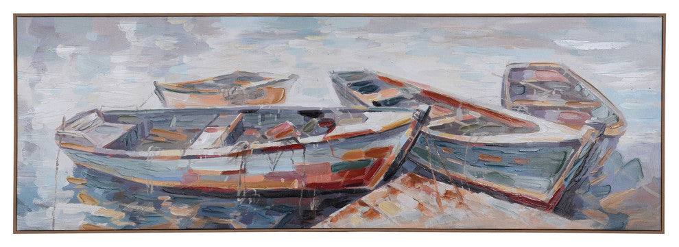 Lazy Summer Days Boat Dock Art Print on Canvas- Framed