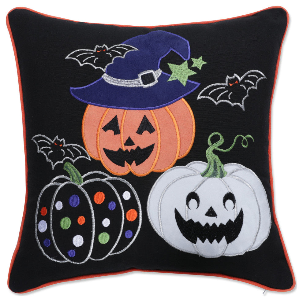 Indoor Pumpkin Fun Black 18" Throw Pillow