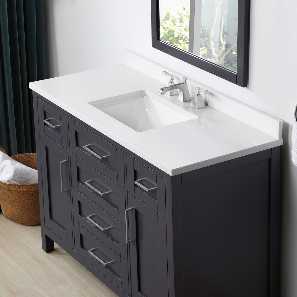 OVE Decors Tahoe Vanity With Mirror, Dark Charcoal, 48"