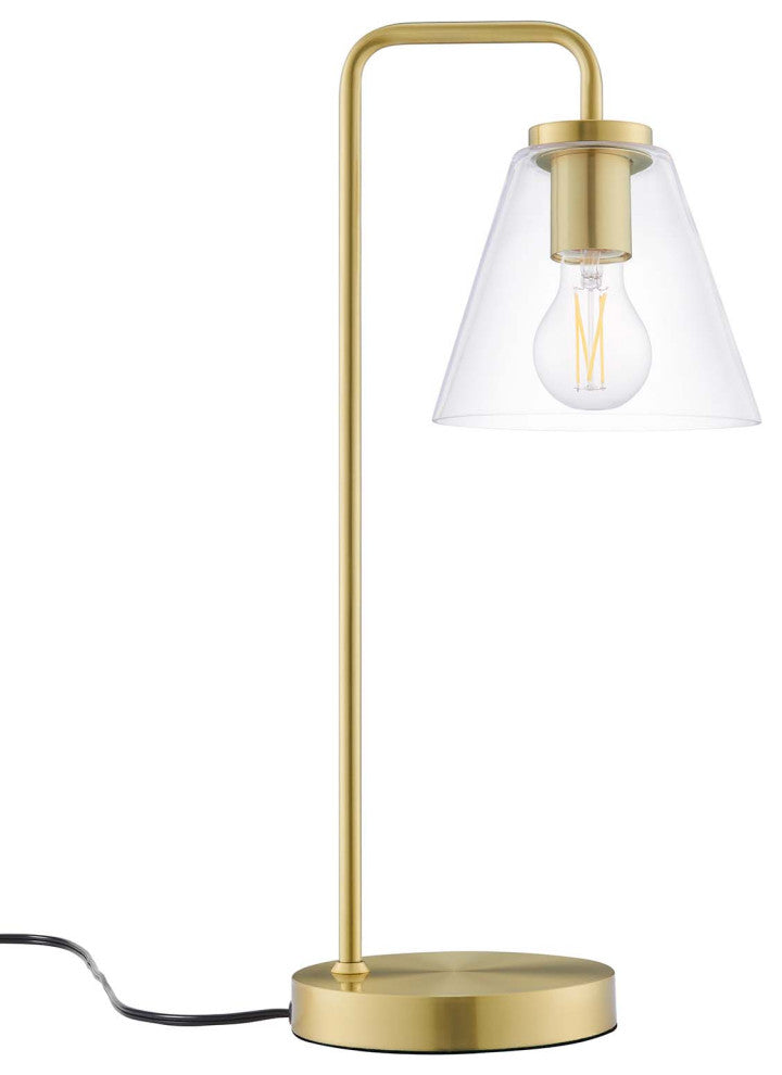 Element Glass Table Lamp, Satin Brass