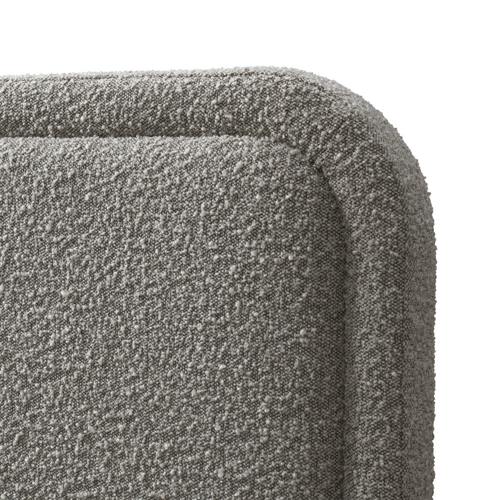 Omax Decor Chloe Modern Fabric Upholstered Platform Bed, Grey Boucle, Queen