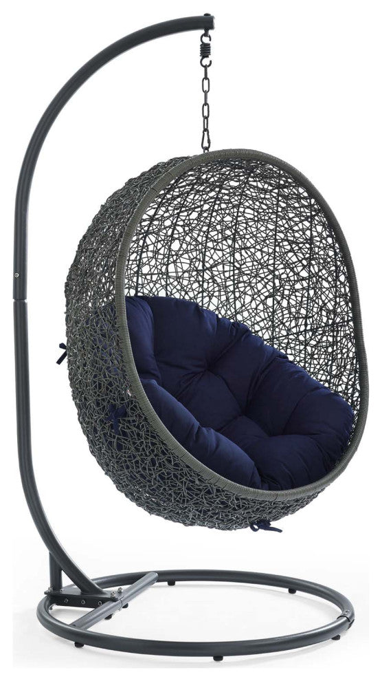 Hide Outdoor Patio Sunbrella Swing Chair With Stand - Gray Navy