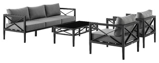 Armen Living Sonoma 4-Piece Modern Aluminum Outdoor Set in Dark Gray