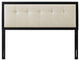 Tufted Headboard, Queen Size, Wood, Fabric, Black Beige, Modern Mid-Century