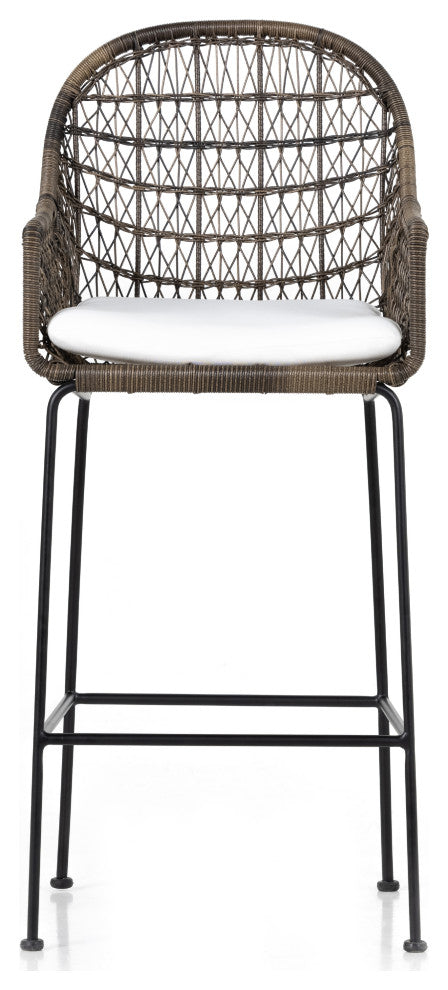 Bandera Outdoor Stool WithCshn-Grey-Bar