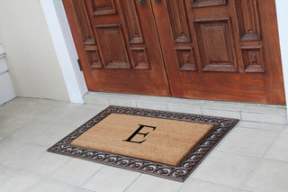 A1HC Rubber & Coir Classic Paisley Border Large Double Monogram Doormat 30X48, E