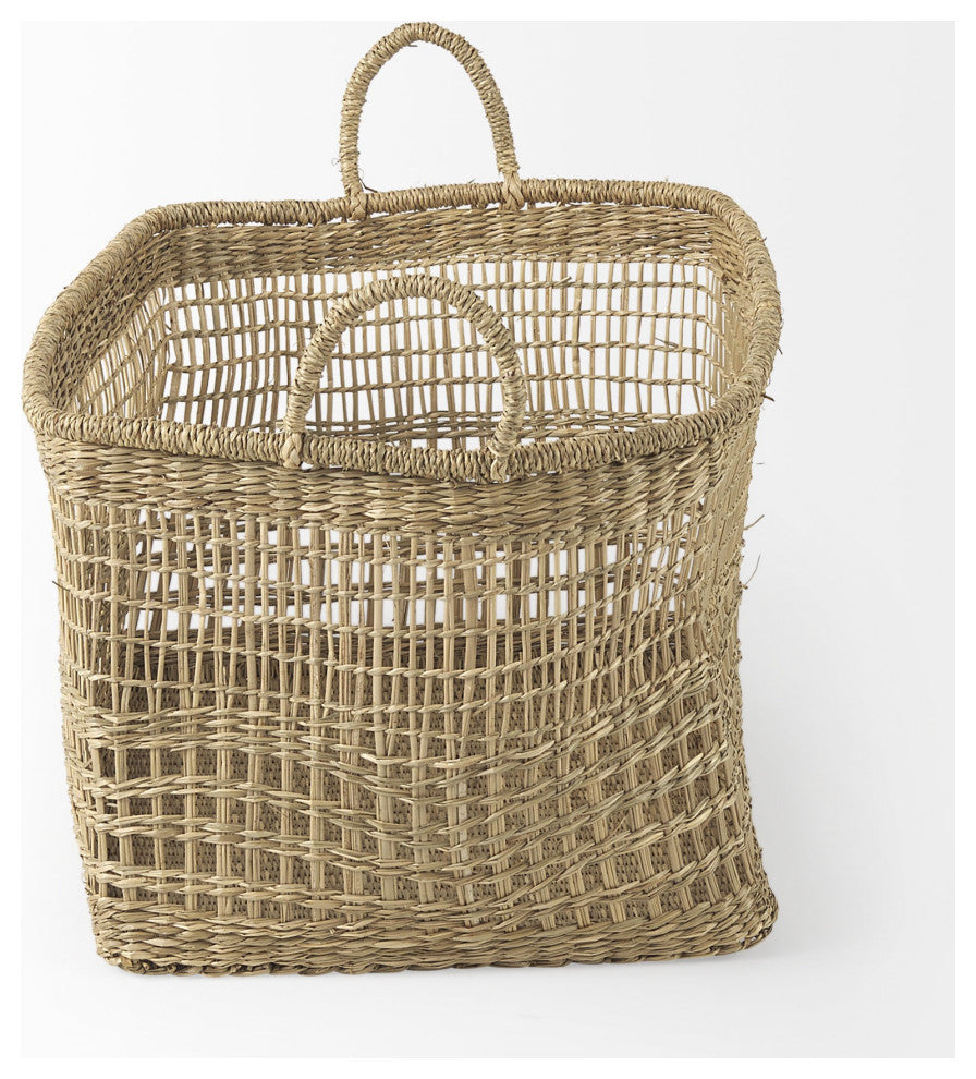 Set of Two Brown Wicker Storage Baskets