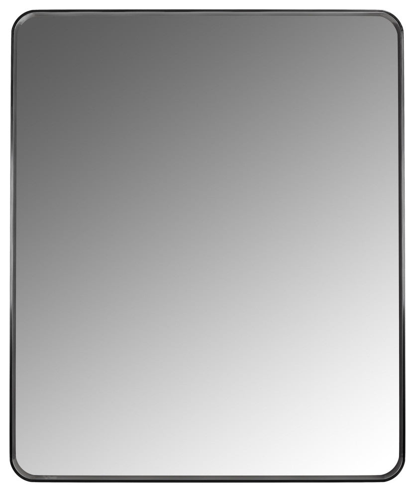 Rectangular Aluminum Framed Wall Mounted Bathroom Mirror, Black;, 24" X 30";
