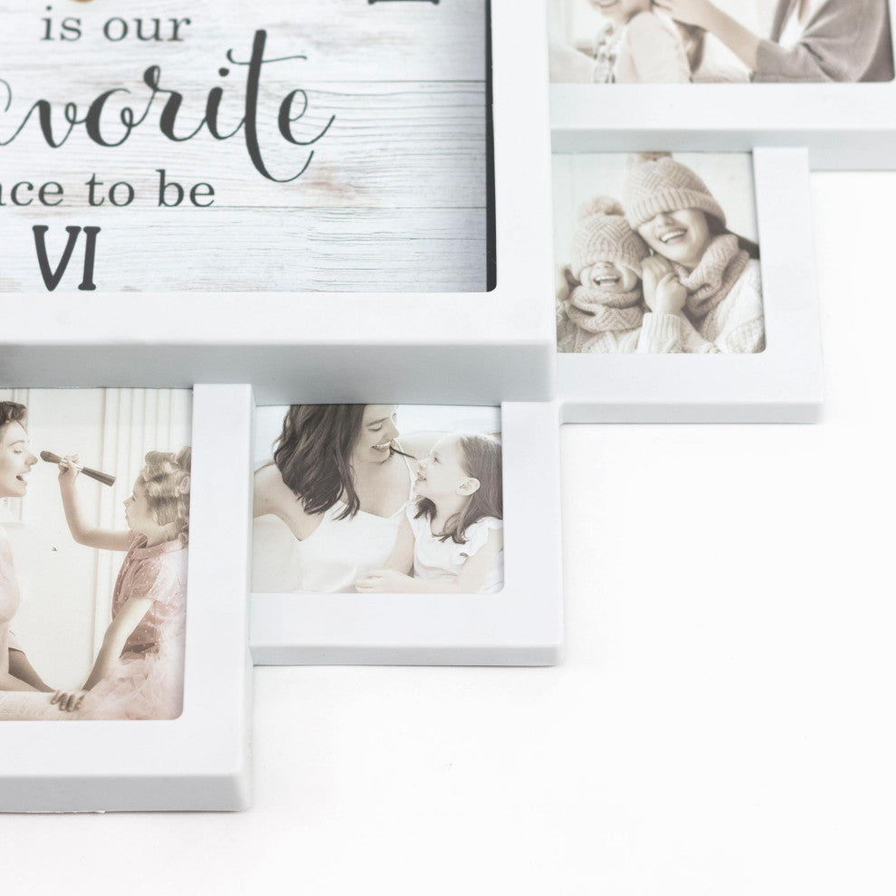 White Farmhouse Shabby-Chic "Together" Picture Frame Collage Wall Clock