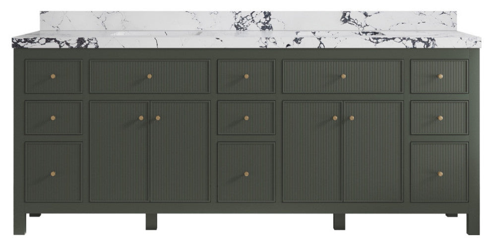 Sonoma 84" Double Sink Bath Vanity in Pewter Green, 2" Viola Night