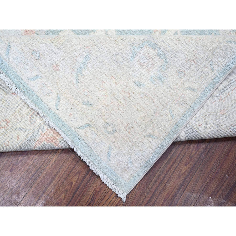 Cadet Gray Finer Peshawar Extra Soft Wool Hand Knotted Oriental Rug 7'11"x9'7"
