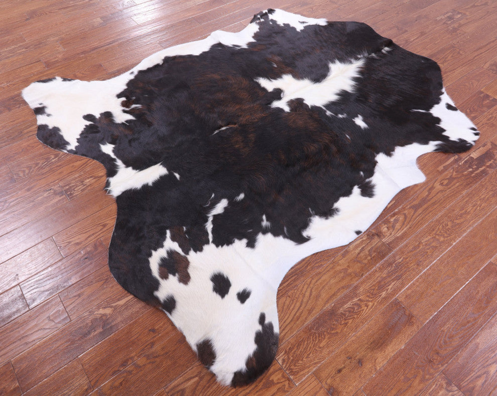 7' 1" X 6' 7" Tricolor Natural Cowhide Rug C2416