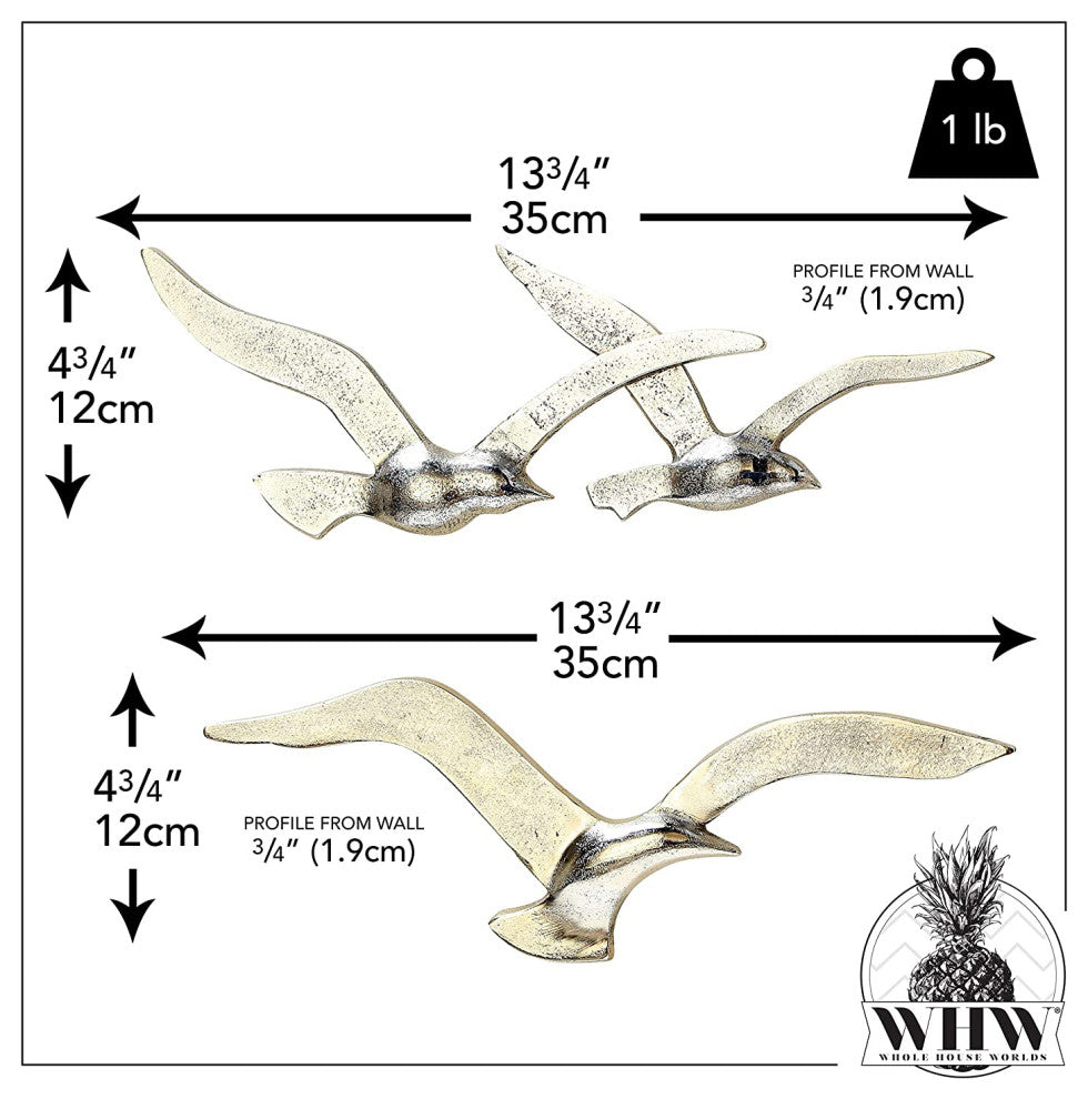 Americana Flying Birds Metal Wall Decor Art, 15.25" and 13.25"