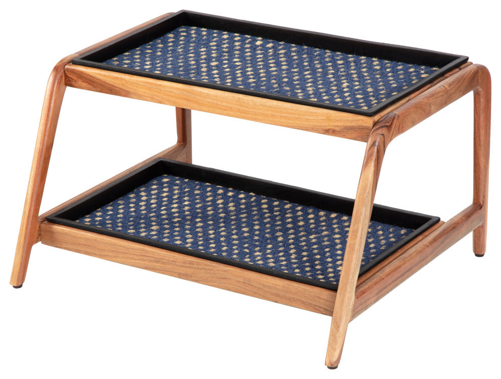 Double-Tier Natural Stand With 2-Pair Rubber Boot Trays K.C. Whistle