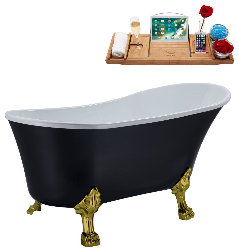 67" Streamline N367BGL-IN-BGL Clawfoot Tub and Tray With Internal Drain