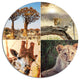 African Safari Wildlife Collage, African Landscape Round Artwork, 11"