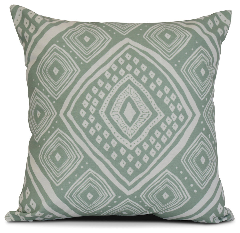 Diamond Jill, Geometric Print Pillow, Soft Green, 16"x16"