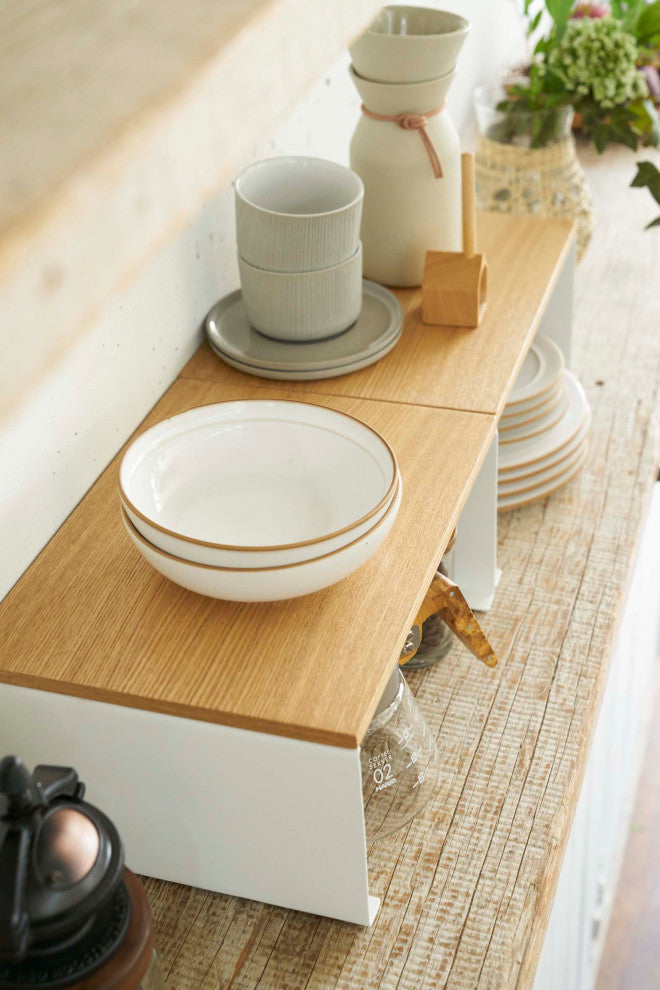 Tosca Wood-Top Stackable Kitchen Rack, White