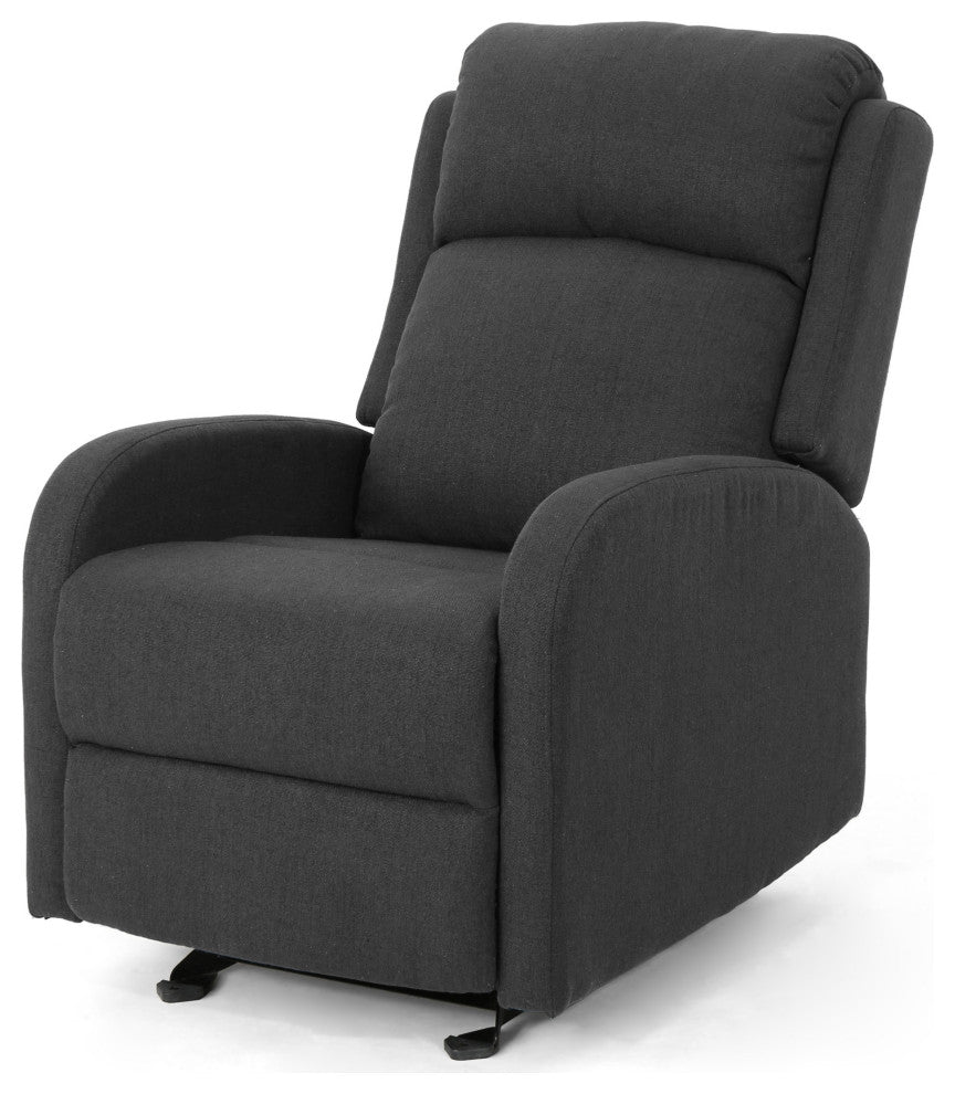 GDF Studio Ava Fabric Rocking Recliner, Dark Gray/Black