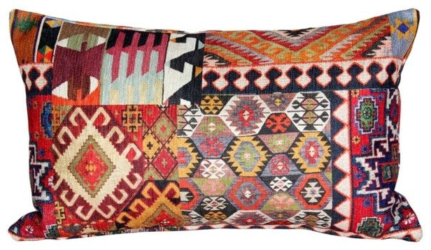 Kilim Collage Throw Pillow, 12x20