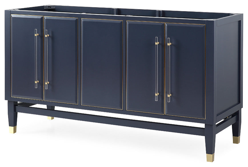 60" Tennant Brand Navy Blue Bertone Double Sink Bathroom Vanity, Without Counter-Top