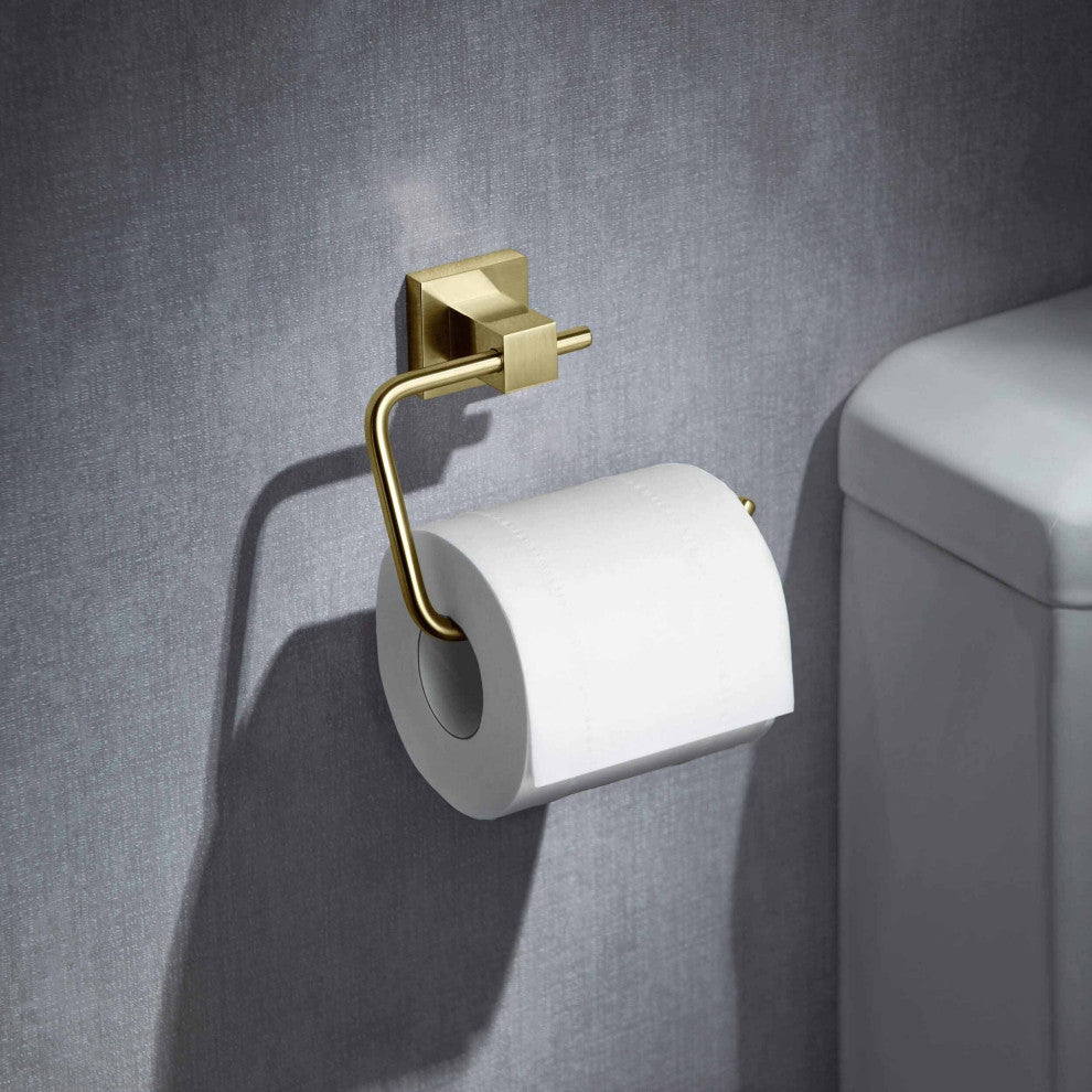 Cube Bathroom Toilet Paper Holder, Brushed Gold