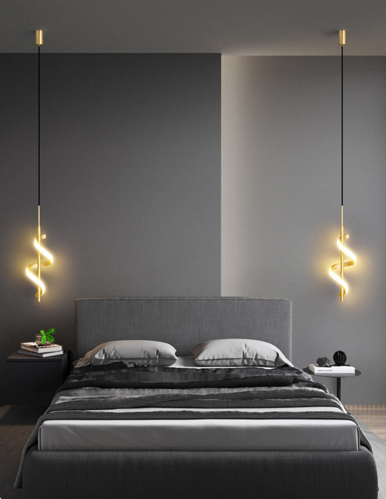 MIRODEMIÂ® Tovo San Giacomo | Ribbon Design Chandelier for Bedroom, Gold, A, Cool Light